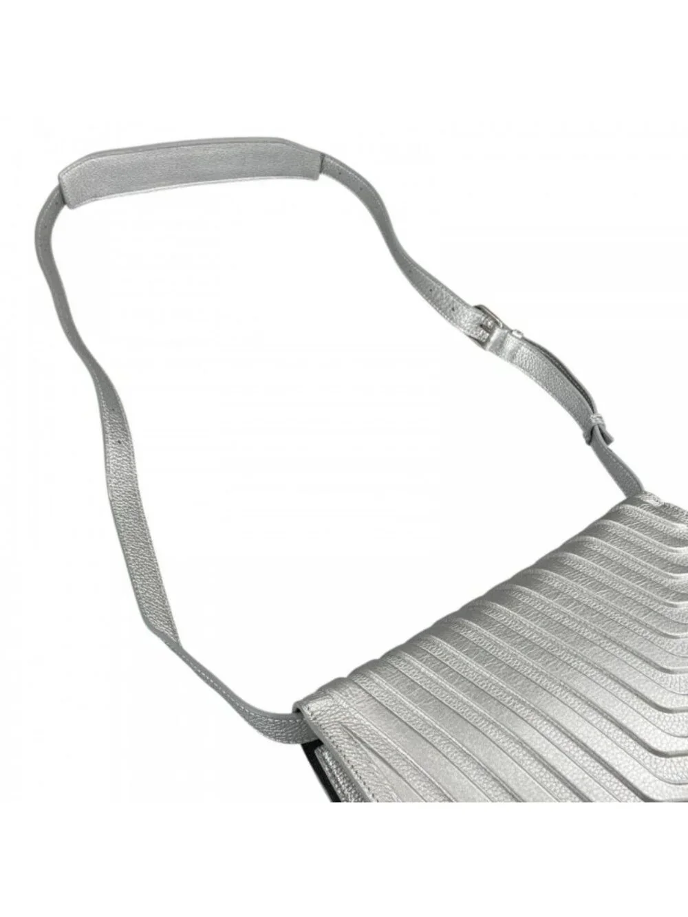 Balenciaga Shoulder Bag Flap Grain Calf Leather Silver